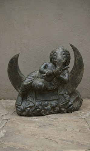 Ganesh sur la Lune 95cm en Green Stone - Réf. GMG100B